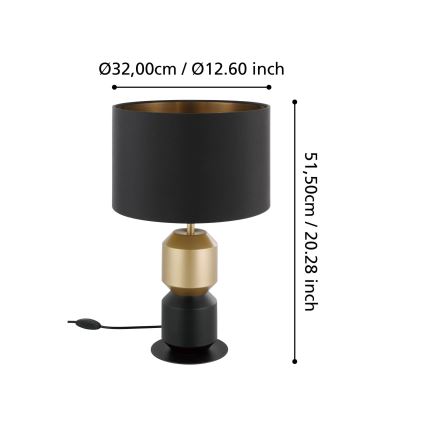 Eglo - Настолна лампа 1xE27/40W/230V черен/златист