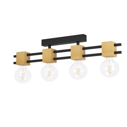 Eglo - Полилей за повърхностен монтаж 4xE27/40W/230V черен/кафяв