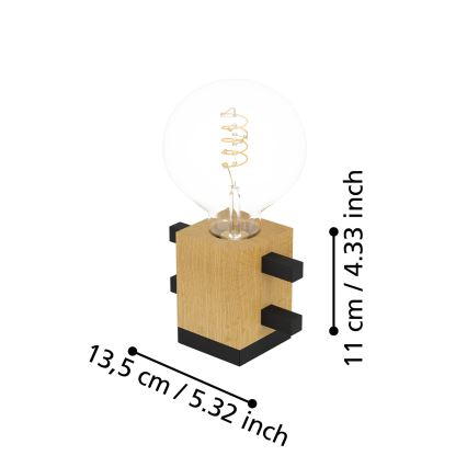 Eglo - Настолна лампа 1xE27/40W/230V черен/кафяв