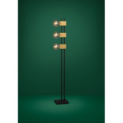 Eglo - Лампион 3xE27/40W/230V черен/кафяв