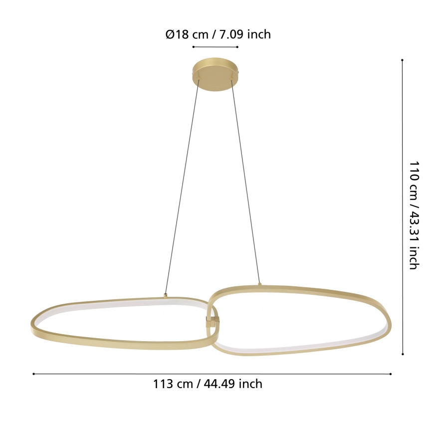 Eglo - LED Димируем пендел LED/37,5W/230V 3000K златист