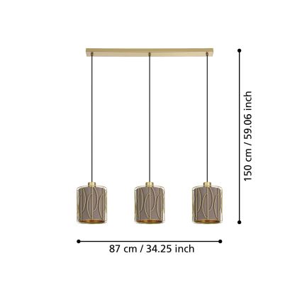 Eglo - Пендел 3xE27/40W/230V златист/кафяв