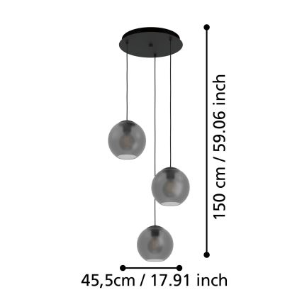 Eglo - Пендел 3xE27/40W/230V опушен