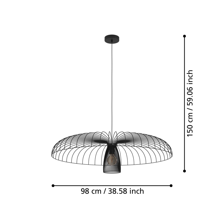 Eglo - Пендел 1xE27/60W/230V Ø 98,5 см черен