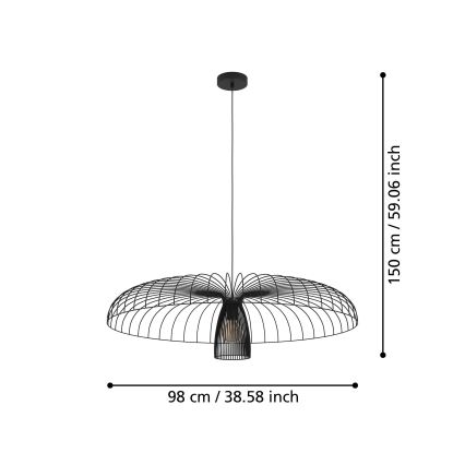 Eglo - Пендел 1xE27/60W/230V Ø 98,5 см черен