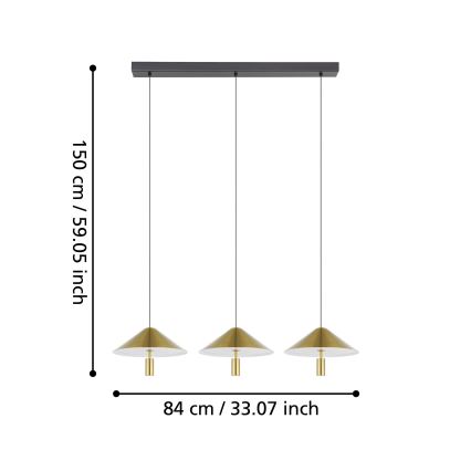 Eglo - LED Димируем пендел 3xLED/12W/230V 3000K златист
