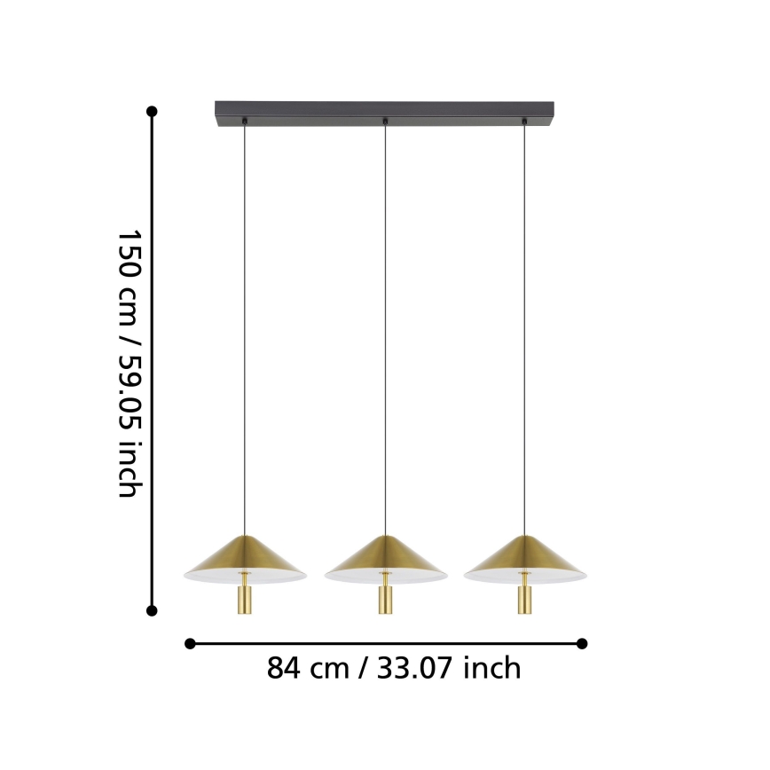 Eglo - LED Димируем пендел 3xLED/12W/230V 3000K златист