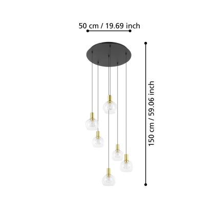 Eglo 390279 - LED Димируем пендел 6xLED/5,4W/230V 3000K Ø 54 см златист