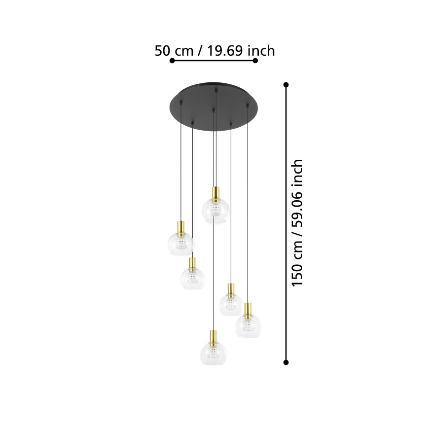 Eglo 390279 - LED Димируем пендел 6xLED/5,4W/230V 3000K Ø 54 см златист