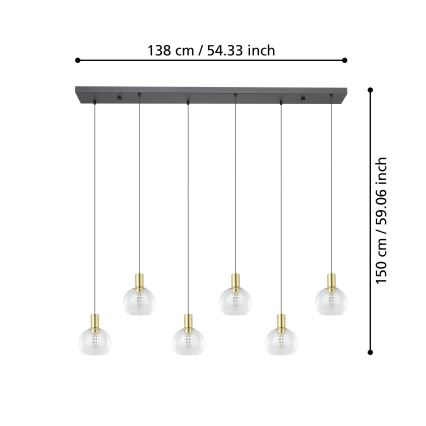 Eglo - LED Димируем пендел 6xLED/5,4W/230V 3000K златист