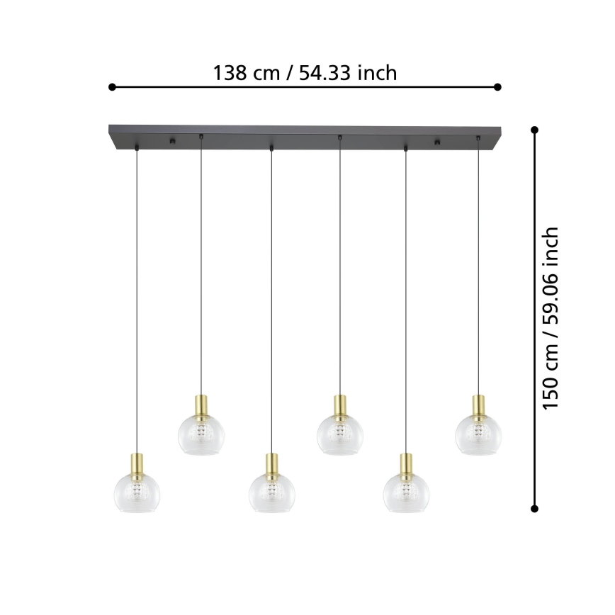 Eglo - LED Димируем пендел 6xLED/5,4W/230V 3000K златист