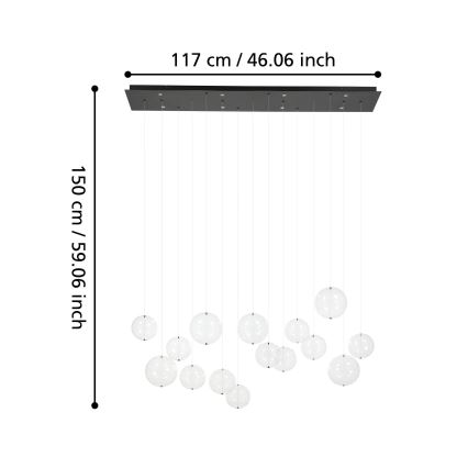 Eglo - LED Димируем пендел 8xLED/4,2W/230V 3000K прозрачен