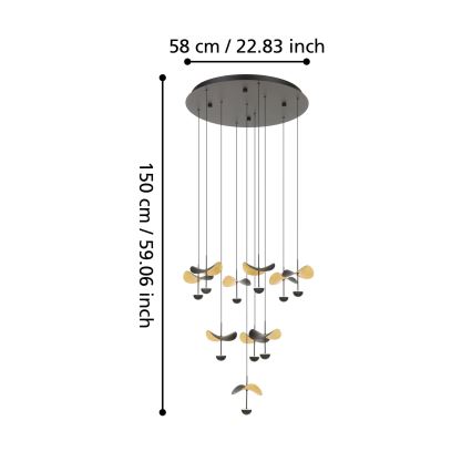 Eglo - LED Димируем пендел 10xLED/2,3W/230V 3000K Ø 58 см