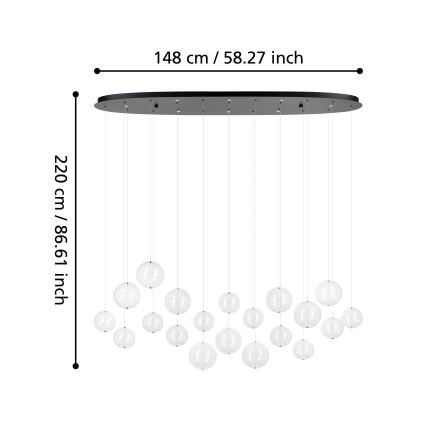 Eglo - LED Димируем пендел 8xLED/4,2W/230V 3000K прозрачен