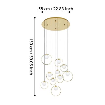 Eglo - LED Димируем пендел 10xLED/3W/230V 3000K Ø 58 см златист