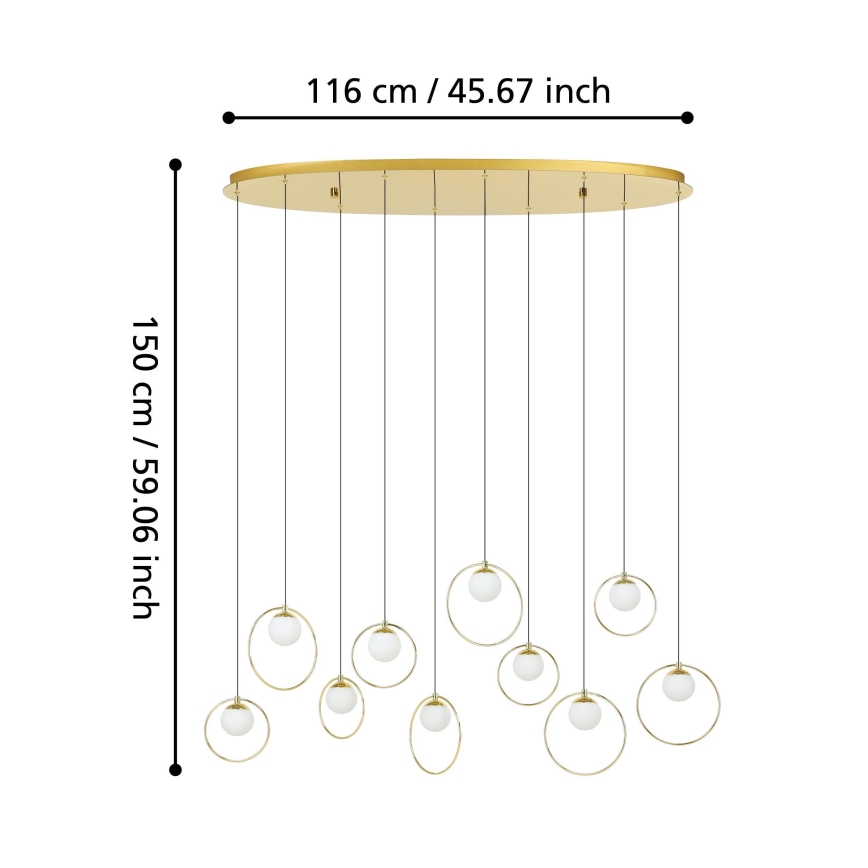 Eglo - LED Димируем пендел 10xLED/3W/230V 3000K златист