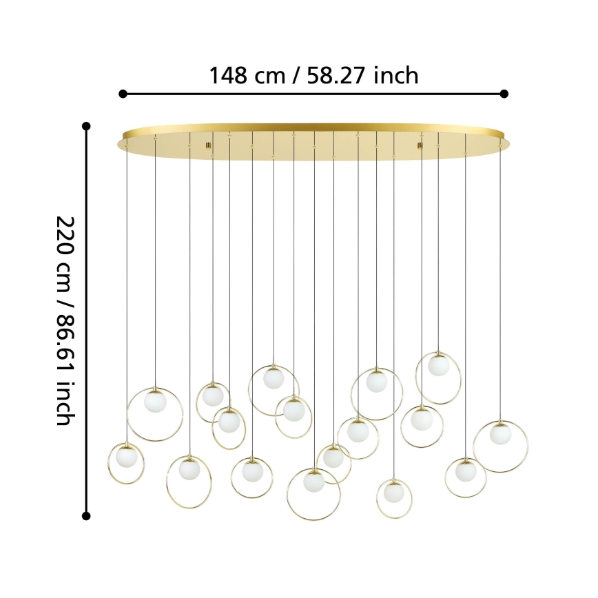 Eglo - LED Димируем пендел 17xLED/3W/230V 3000K златист