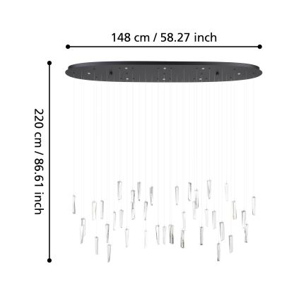 Eglo - LED Димируем пендел 8xLED/4,2W/230V 3000K прозрачен