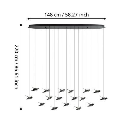 Eglo - LED Димируем пендел 17xLED/3W/230V 3000K черен