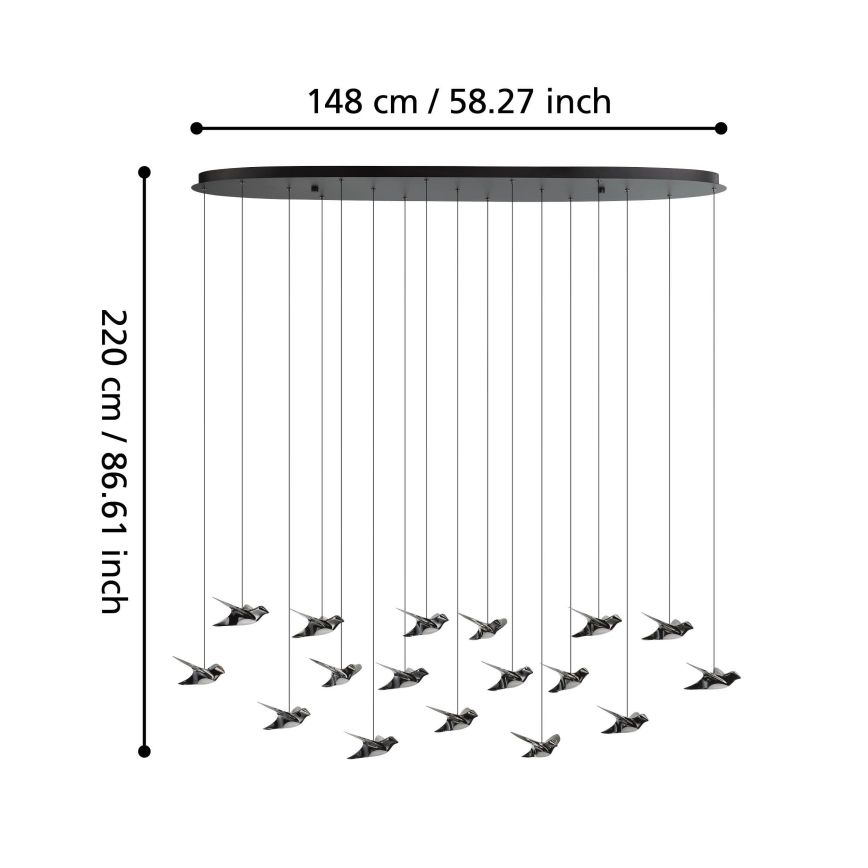 Eglo - LED Димируем пендел 17xLED/3W/230V 3000K черен