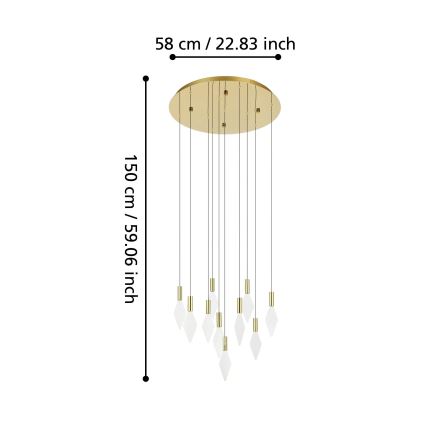 Eglo - LED Димируем пендел 10xLED/3W/230V 3000K Ø 58 см златист