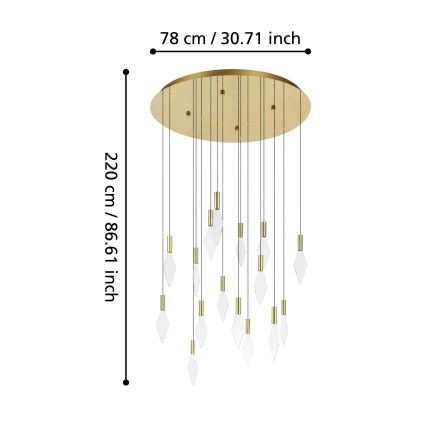 Eglo - LED Димируем пендел 16xLED/3,3W/230V 3000K Ø 78 см златист