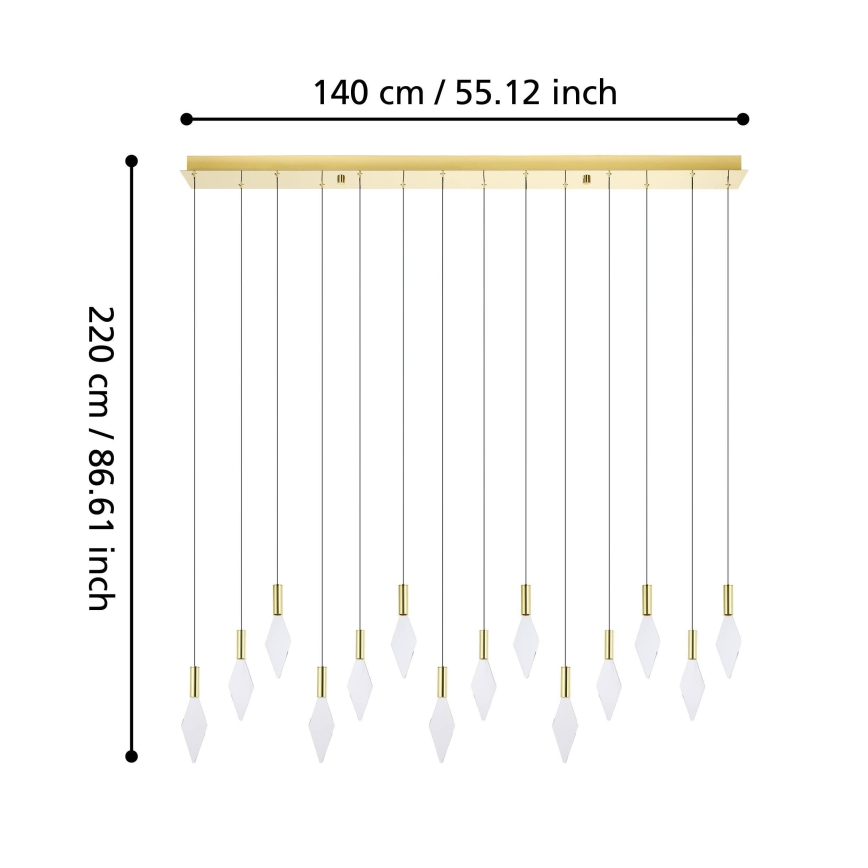 Eglo - LED Димируем пендел 14xLED/3,3W/230V 3000K златист