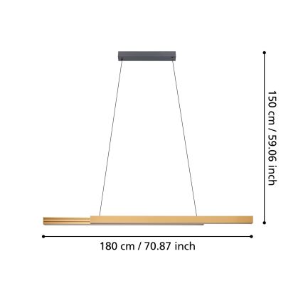 Eglo - LED Димируем пендел LED/21W/230V 3000K кафяв