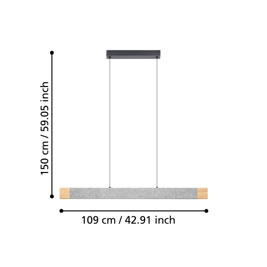 Eglo - LED Димируем пендел LED/22,2W/230V 3000K кафяв/сив