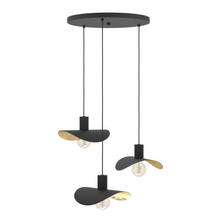 Eglo - Пендел 3xE27/40W/230V черен/златист