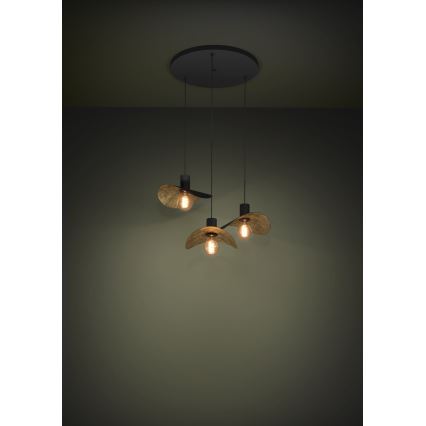 Eglo - Пендел 3xE27/40W/230V черен/златист