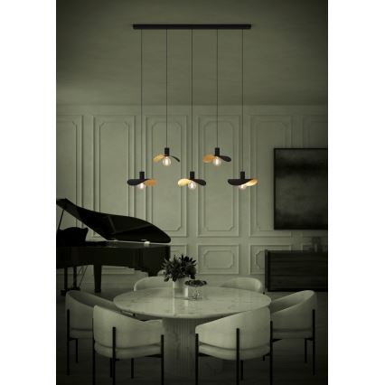 Eglo - Пендел 5xE27/40W/230V черен/златист