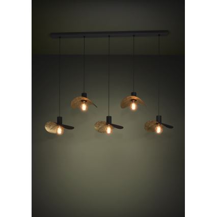Eglo - Пендел 5xE27/40W/230V черен/златист