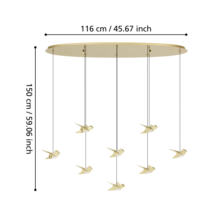 Eglo - LED Димируем пендел 8xLED/4,2W/230V 3000K златист