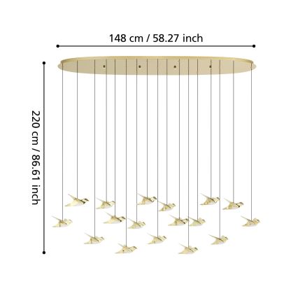 Eglo - LED Димируем пендел 17xLED/3W/230V 3000K златист