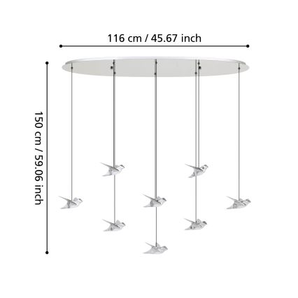 Eglo - LED Димируем пендел 8xLED/4,2W/230V 3000K лъскав хром