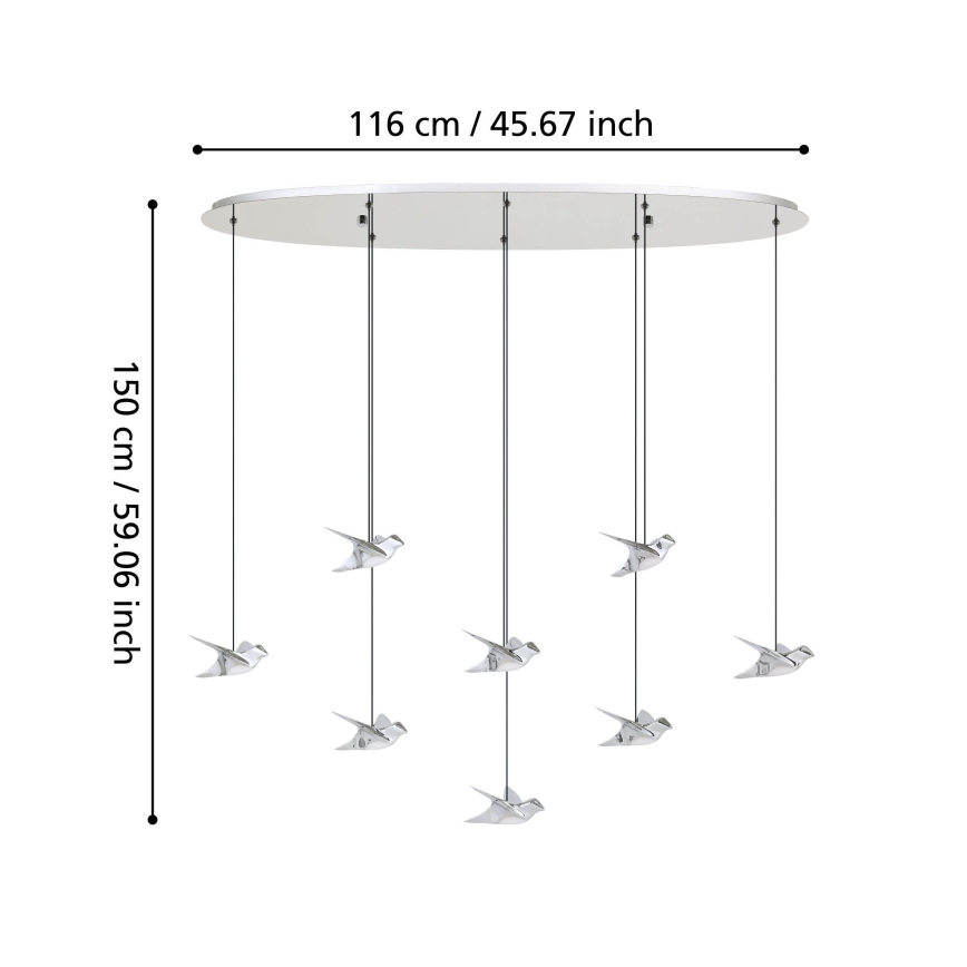 Eglo - LED Димируем пендел 8xLED/4,2W/230V 3000K лъскав хром