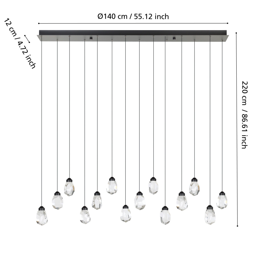 Eglo - LED Димируем пендел 14xLED/3W/230V 3000K черен/прозрачен