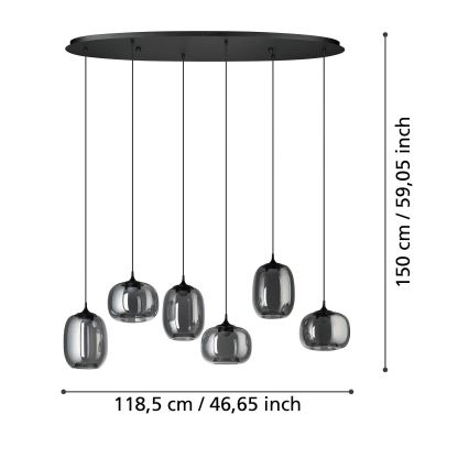 Eglo - LED Димируем пендел 6xLED/3,7W/230V 2700-6500K опушен + дистанционно управление