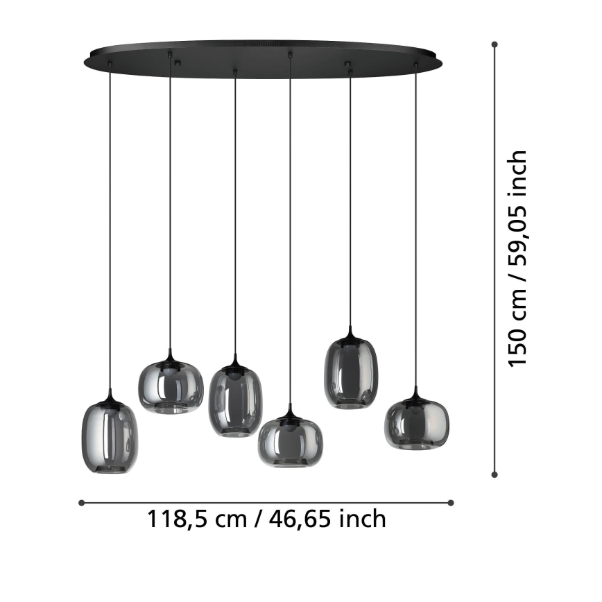 Eglo - LED Димируем пендел 6xLED/3,7W/230V 2700-6500K опушен + дистанционно управление