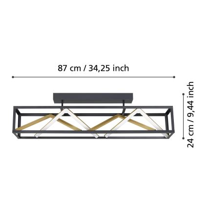 Eglo - LED Димируем полилей за повърхностен монтаж LED/45W/230V 2700-6500K черен/златист + дистанционно управление