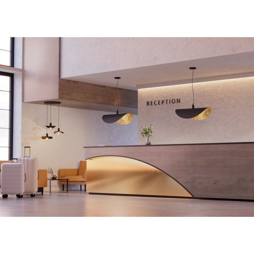 Eglo - Пендел 1xE27/40W/230V 80 см черен/златист