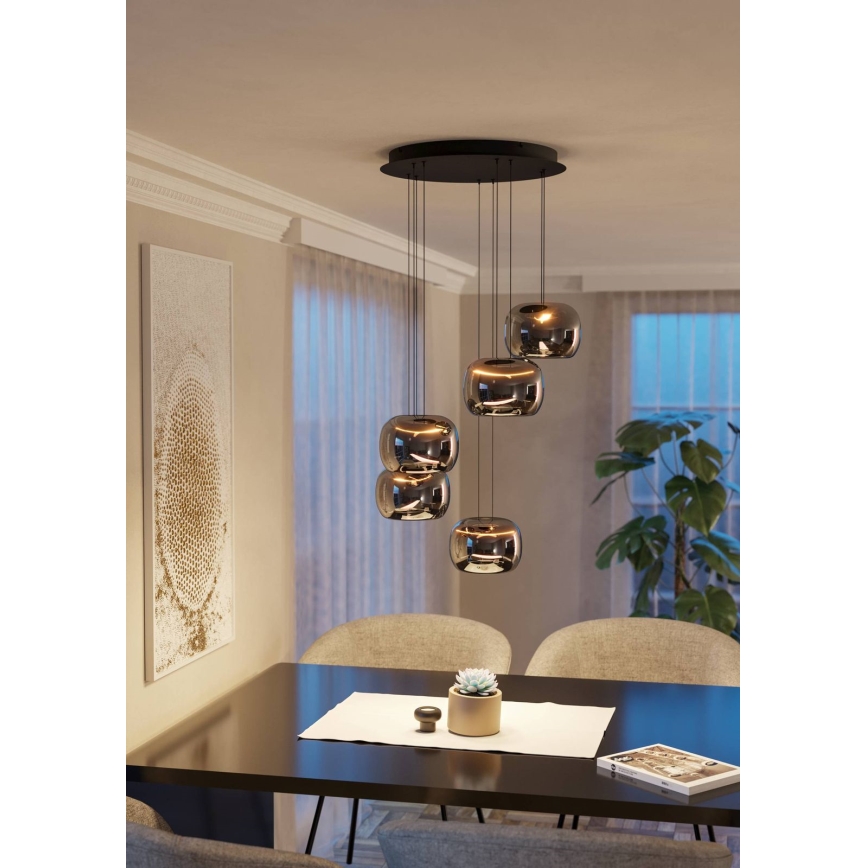 Eglo - LED димируем полилей на кабел 5xLED/5,8W/230V черен/опушен