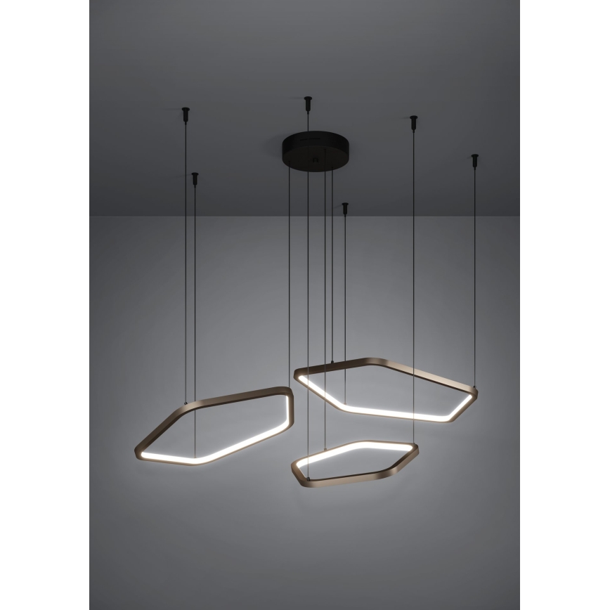 Eglo - LED полилей на кабел с възможност за димиране LED/50W/230V месинг + дистанционно управление