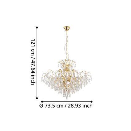 Eglo - Висящ полилей 9xE14/25W/230V златист