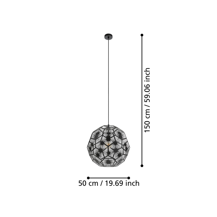 Eglo 39619 - Пендел 1xE27/60W/230V Ø 50 см черен