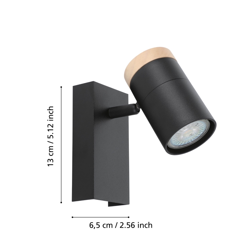 Eglo - LED Стенен спот 1xGU10/4,5W/230V 3000K черен/кафяв