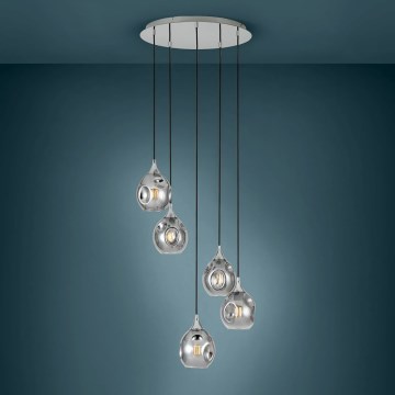 Eglo 39682 - Пендел на кабел BREGALLA 5xE27/40W/230V черен/димчат