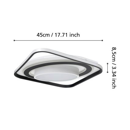 Eglo - LED Димируем плафон LED/21,5W/230V + LED/10,5W + LED/3W 3000-6500K черен + дистанционно управление