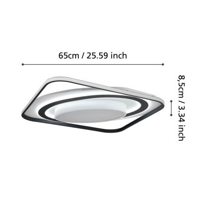 Eglo - LED Димируем плафон LED/28W/230V+LED/13W+ LED/2,8W 3000-6500K черен + дистанционно управление